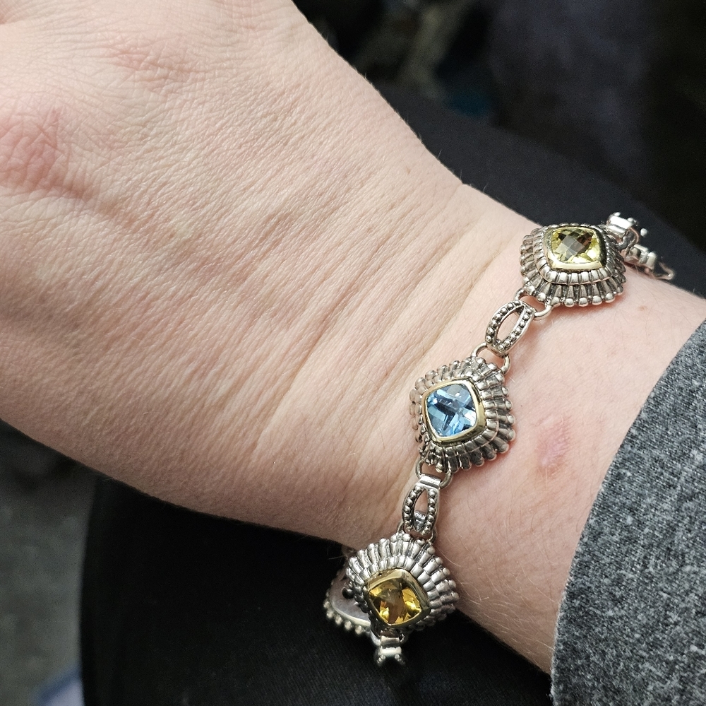 14k & 925 genuine gemstone bracelet - Picture 5 of 8